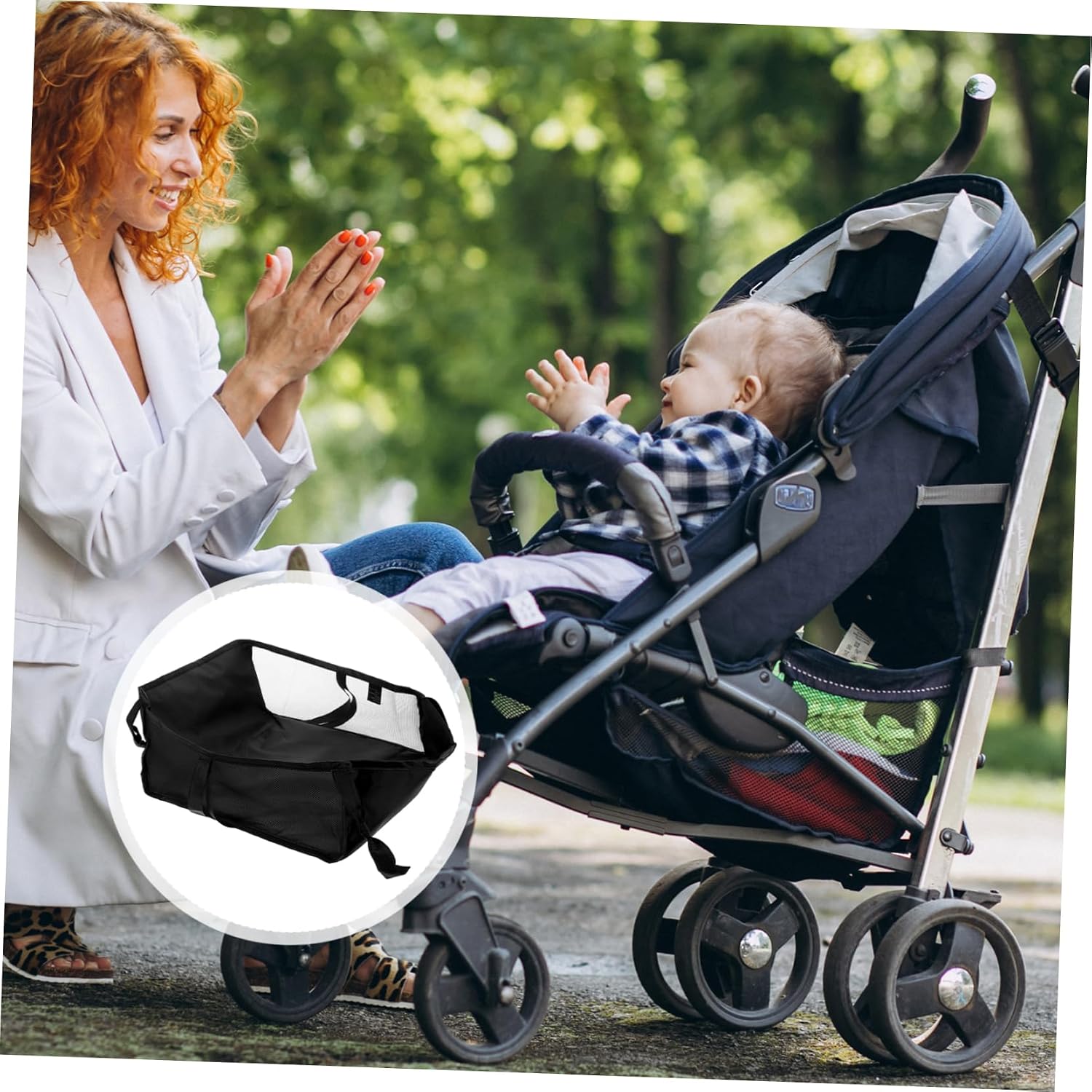 Universal Stroller Storage Basket Organizer Bag Portable Lightweight Under Stroller Tote for Shopping Multi Purpose Storage for Pram Pushchair Without