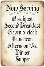 Second Breakfast Menu tin sign, Vintage Hobbit Meal Metal Sign print Aesthetic Room Decor for Home Kitchen Bar Coffee Indoor Outdoor Wall, 8 X 12 in