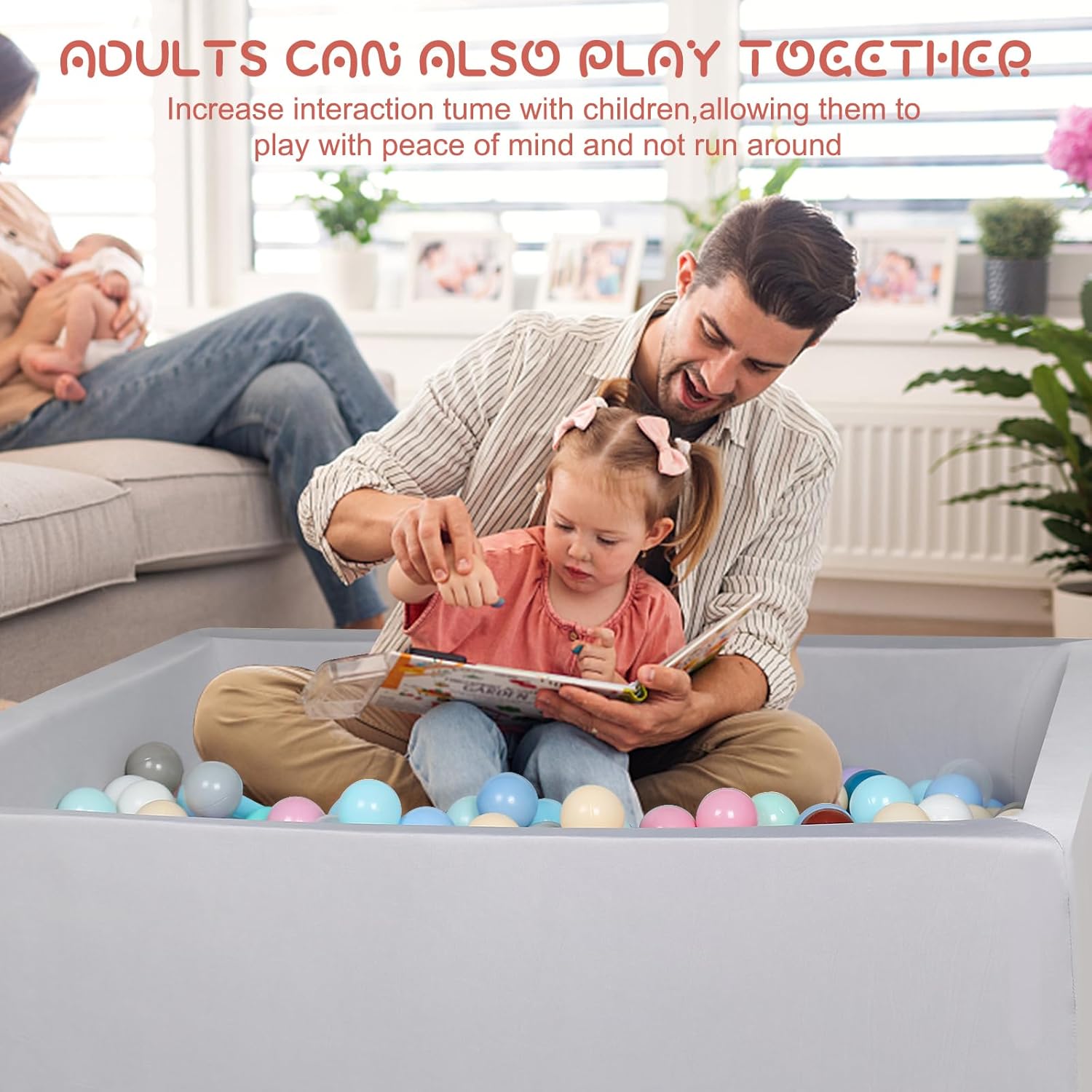 Foam Ball Pit for Kid, Kids Soft Ball Pit,Kiddie Balls PoolIdeal Gift Toys for Children, Rectangle, 40 Inch