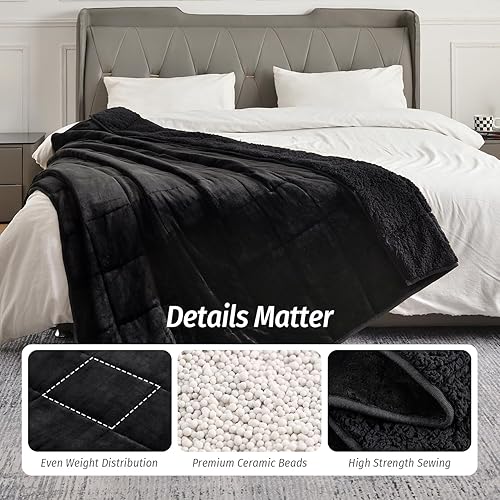 Miniatura 5 de Wemore Manta con peso para adultos, tamaño individual, 15 libras, manta con peso de jacquard suave y mullida de doble cara para dormir, acogedora
