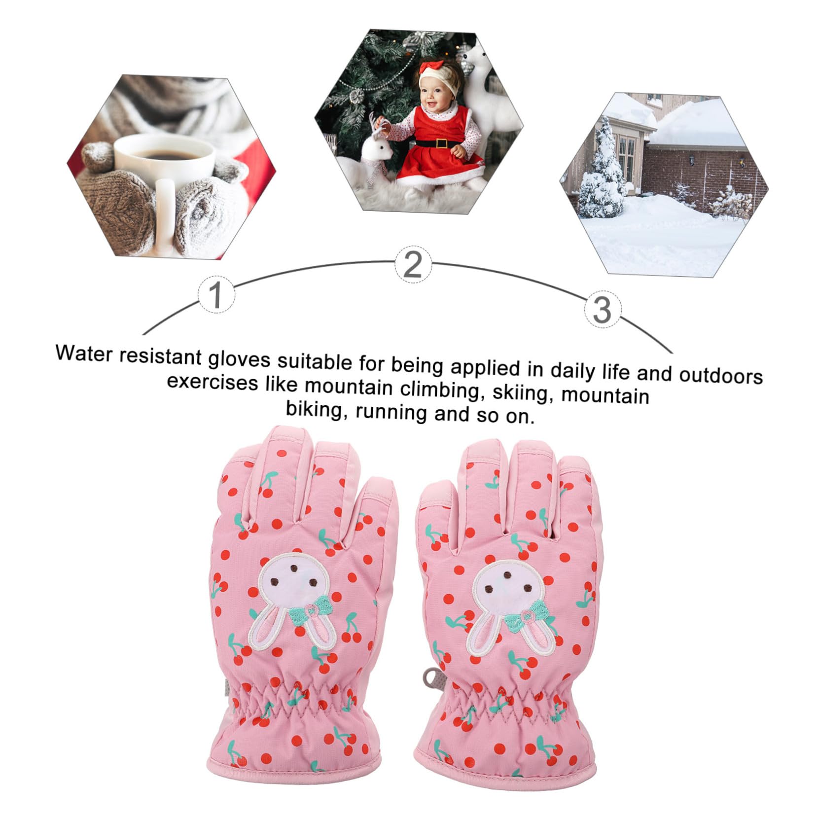 SHERCHPRY 3paare Winterfeste Mädchen Ski Handschuhe Mit Cartoon-Design Warm Und Winddicht Für Skifahren Snowboarden Und Outdoor-aktivitäten