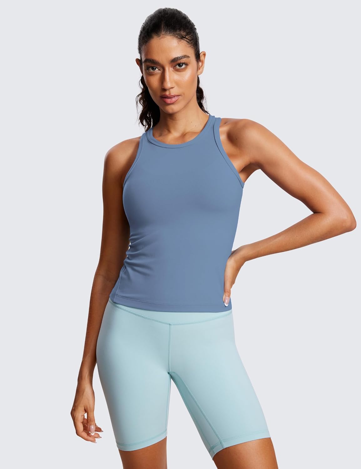 CRZ YOGA Butterluxe High Neck Tank Tops for Women - Yoga Workout Athletic Gym Camisole Racerback Sleeveless Shirts - Image 2