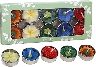 Laeto Candles Pack of 10 Tea Lights Candles | Handmade Decorative Home Decor Flower Themed Unscented Tealight Candles Gifts for Women, Gifts for Her