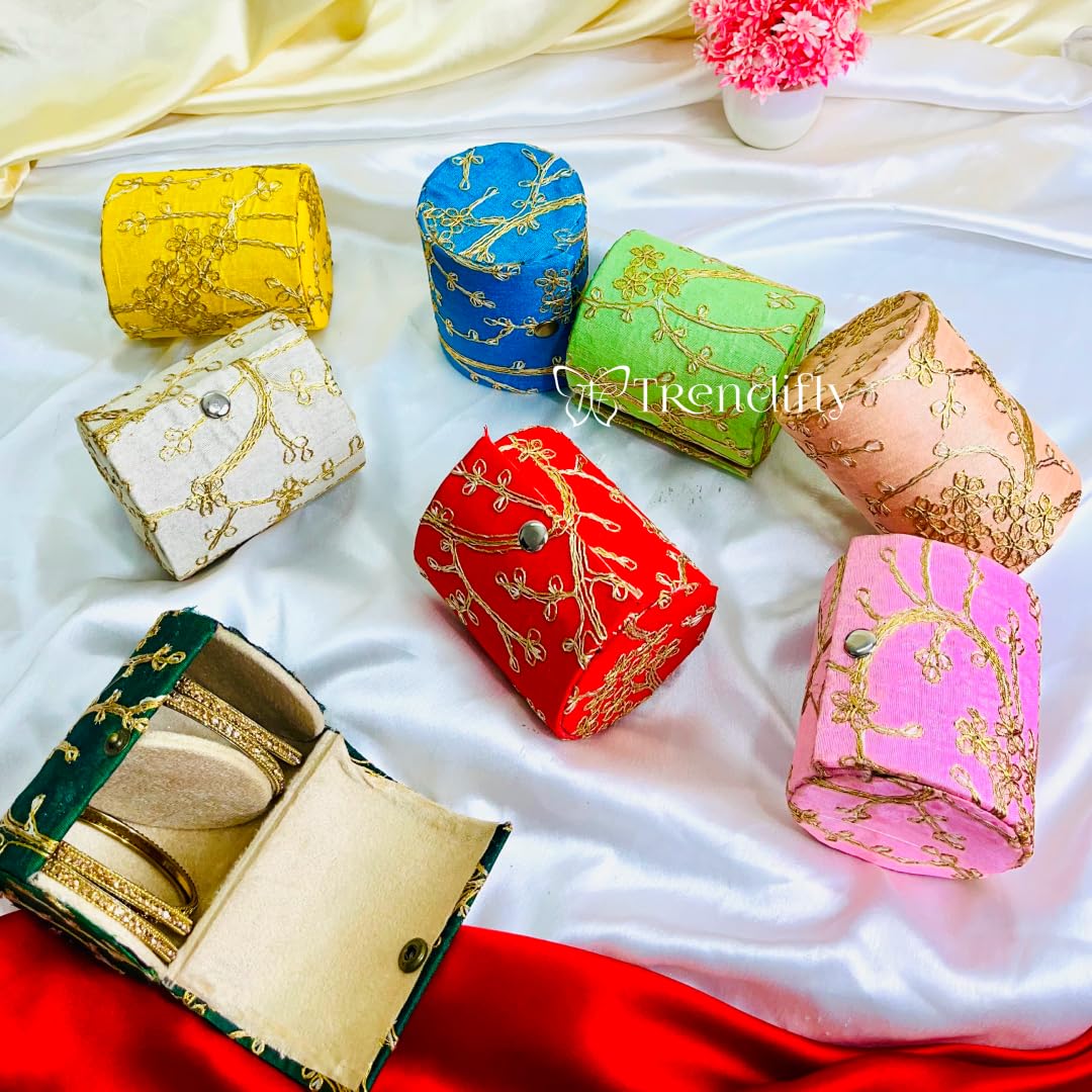 Trendifly Wooden Embroidery Bangle Box Organiser Box Jewellery Storage Box, Wedding Gift Bridal Gift Storage Box (Multi-Colour) (4)