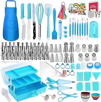 Makmeng Cake Decorating Tools Supplies Kit - 368Pcs Baking Supplies with Storage Case for Beginners - Icing Piping Bags and Tips Set For Cookies, Cupcake & Cake Frosting Fondant Decorating