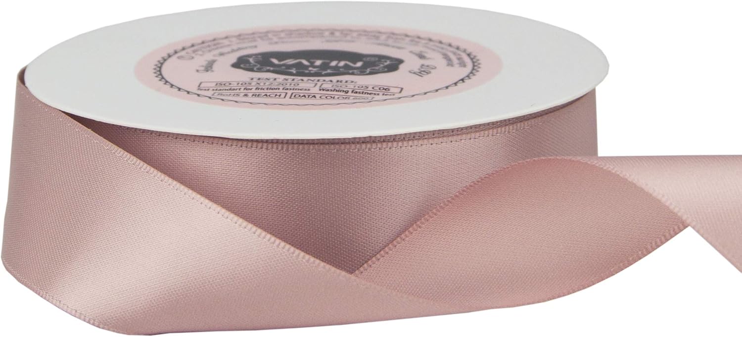 VATIN 25mm Double Faced Polyester Satin Ribbon Antique Mauve, 23 Metre/Spool, Perfect for Wedding Wreath - Image 3