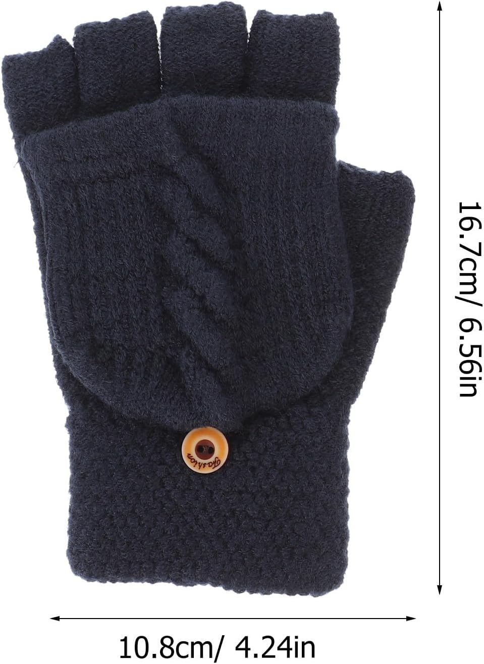 Xmas Women Convertible Fingerless Gloves with Flap, Warm Knit Mittens image 2