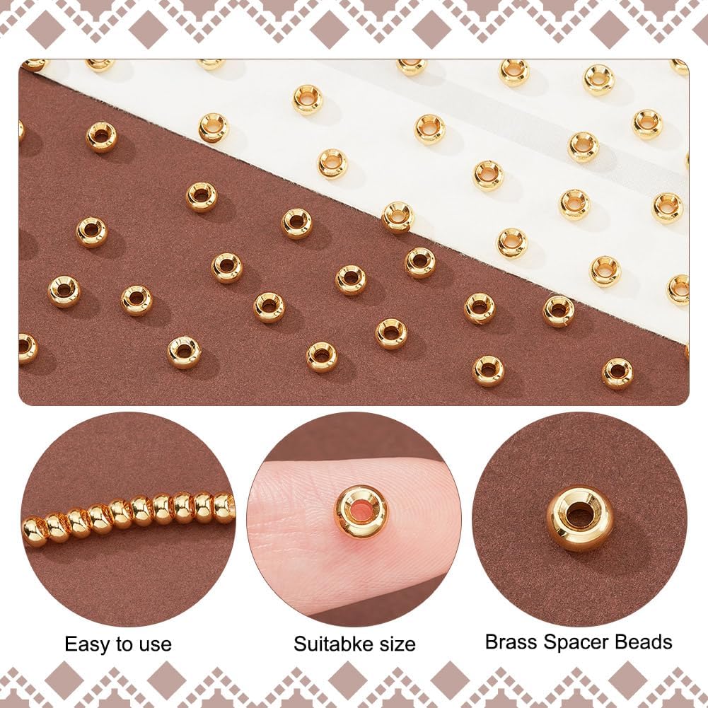 PH PandaHall 150pcs 18K Gold Spacer Beads, 5mm Flat Round Heishi Beads Rondelle Disc Bead Loose Bead Metal Spacers for Summer Stackable Necklace Bracelet Jewelry Making DIY Craft - Image 4