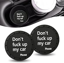 leechio 2 PCS Car Cup Coasters, Insulated Silent Cup Holder Coaster, Don't Fuck Up My Car Personalized Slogan Decorative Center Console Cup Holder Honeycomb Anti-Slip Drink Mat, for Most Cars (Black)