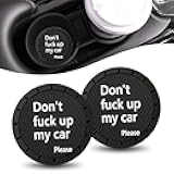 leechio 2 PCS Car Cup Coasters, Insulated Silent Cup Holder Coaster, Don't Fuck Up My Car Personalized Slogan Decorative Center Console Cup Holder Honeycomb Anti-Slip Drink Mat, for Most Cars (Black)