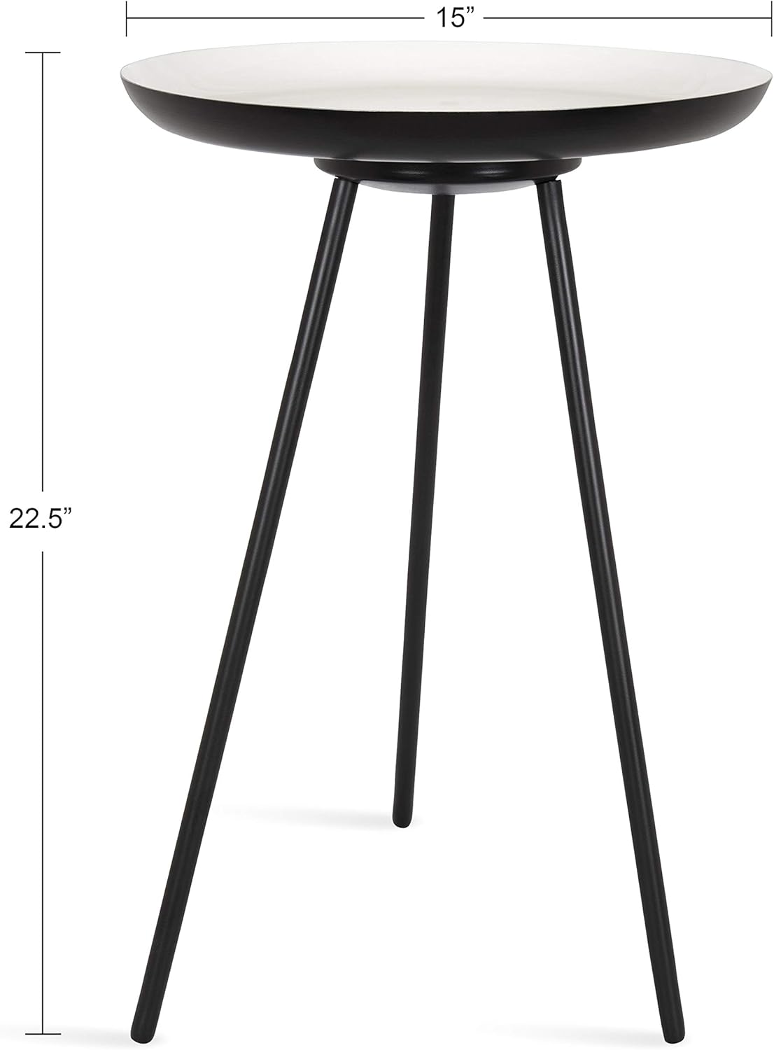 Kate and Laurel Laranya Modern Side Table, 15" x 15" x 22.5", White and Black, Excellent Sofa End Table and Decorative Accent