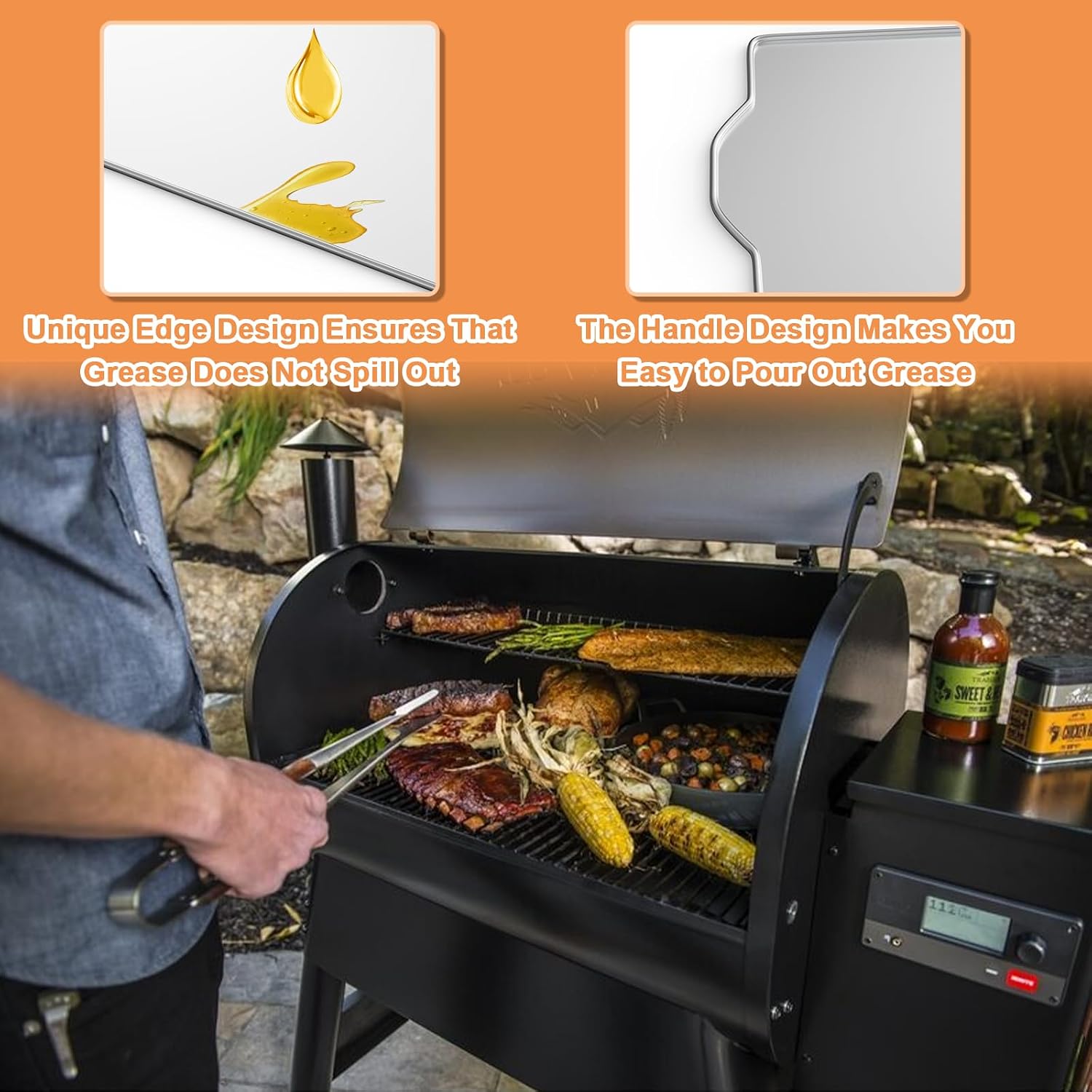 AJinTeby 5 Pack Drip Tray Liners for Traeger Pro 780 Pellet Grill, BAC520 Drip Tray Liners, Heat-Resistant Foil Liners, Aluminum Tray for Catching Grease, 27.5" x 15.4"