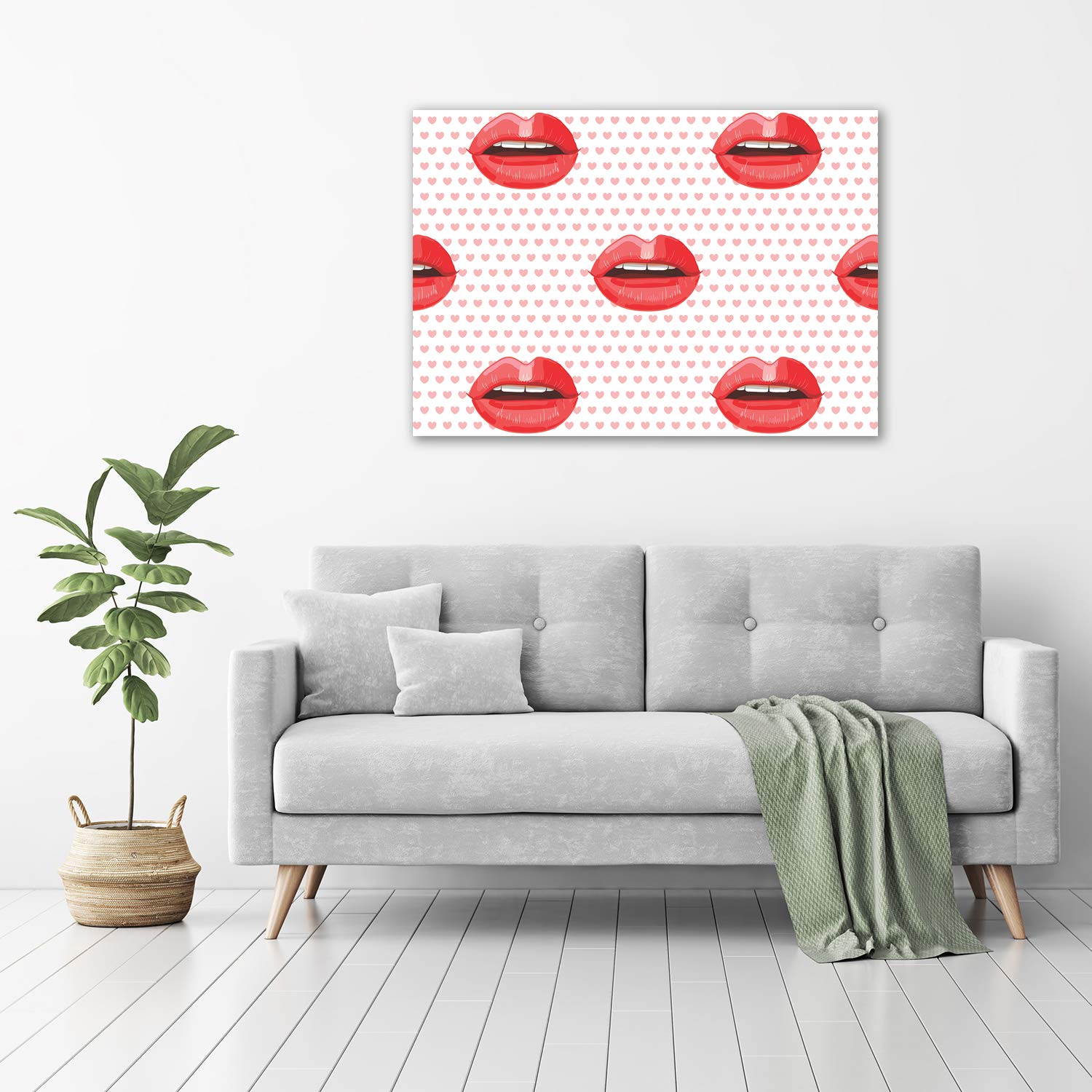 Tulup Tirages sur toile - art mural - tirages sur toile - thème d'image - 100x70 cm - Divers - Rouge - Lèvres Rouges