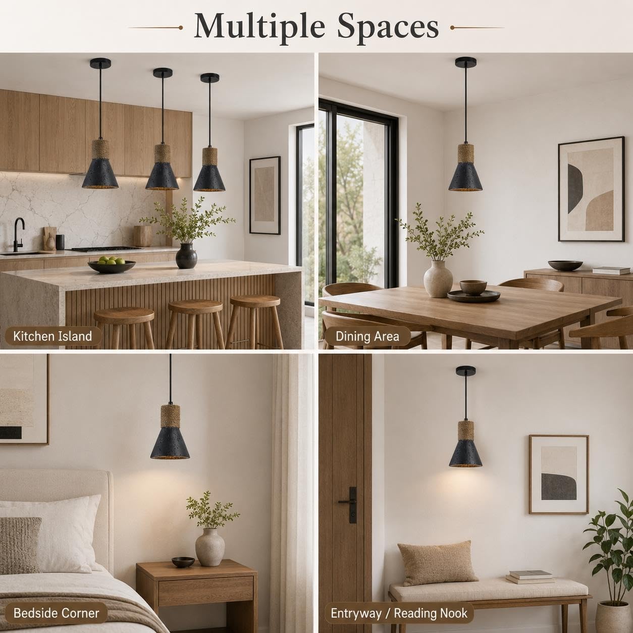 Lampada a sospensione in travertino nero, attacco E27