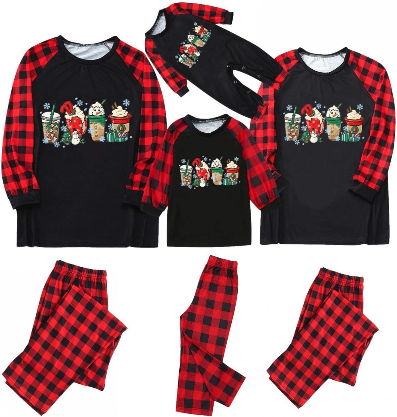 COOFANIN Christmas Family Pajama Crewneck Xmas Day Christmas Pyjamas Long Sleeve Crewneck Family Pajamas Long Sleeve Vacation Pyjamas Sales Clearance Xmas Day 2022