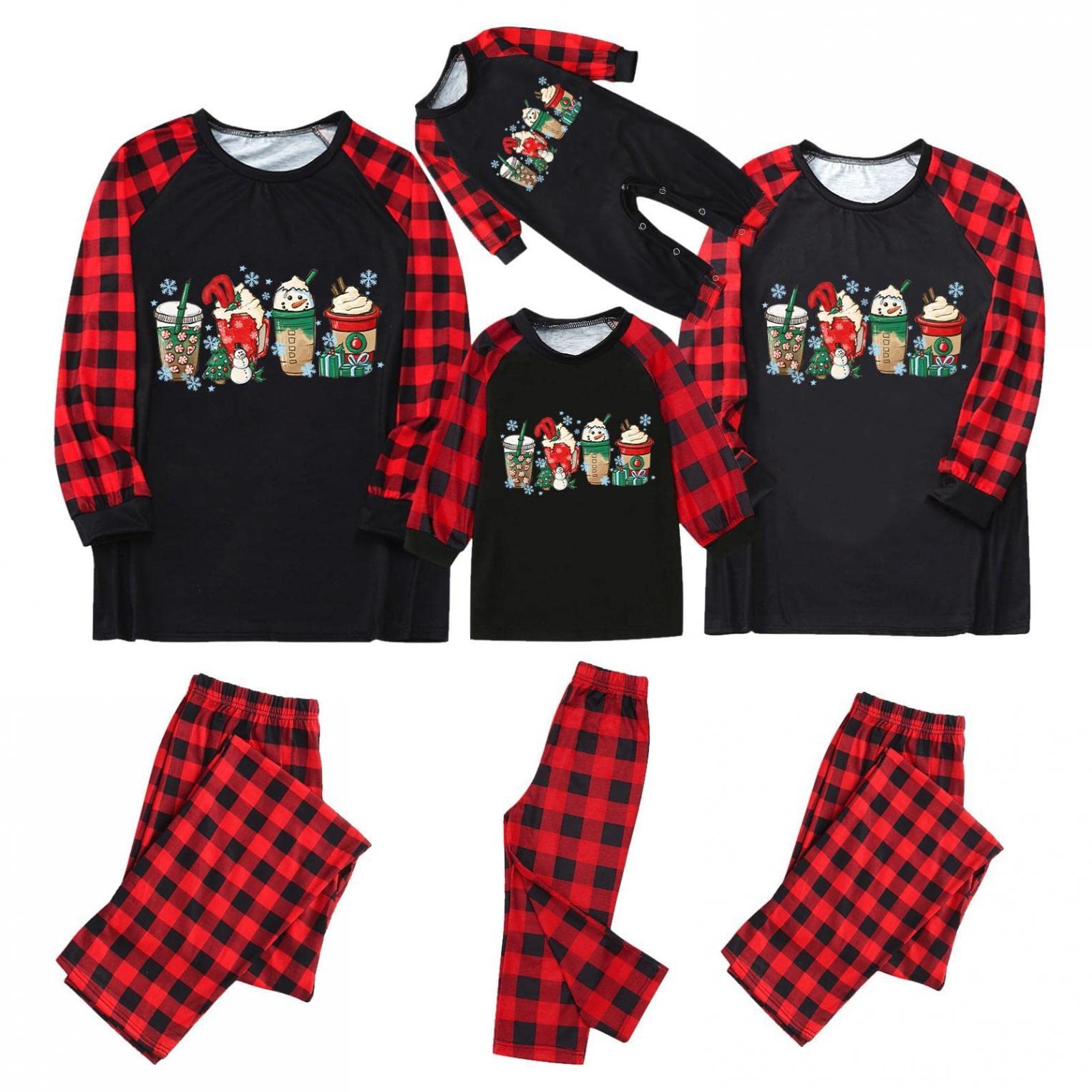 COOFANIN Christmas Family Pajama Crewneck Xmas Day Christmas Pyjamas Long Sleeve Crewneck Family Pajamas Long Sleeve Vacation Pyjamas Sales Clearance Xmas Day 2022