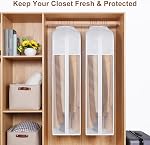 43" Cotton Garment Bag for Hanging Clothes and Storage, 3 Pack Breathable Suit Bags for Closet Storage with 10" Wide Gusset and Clear Window for Suits, Short Dresses, Jackets, Sweaters