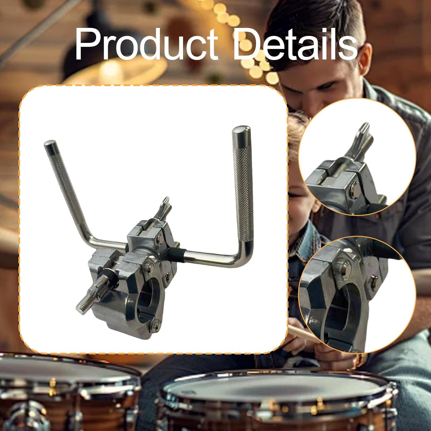 Colaxi Drum Rack Clamp,Cymbal Arm Clamp Hardware Percussion Holder Accessory Double L Rod Cymbal Holder for Cowbells Tom Blocks, Style B