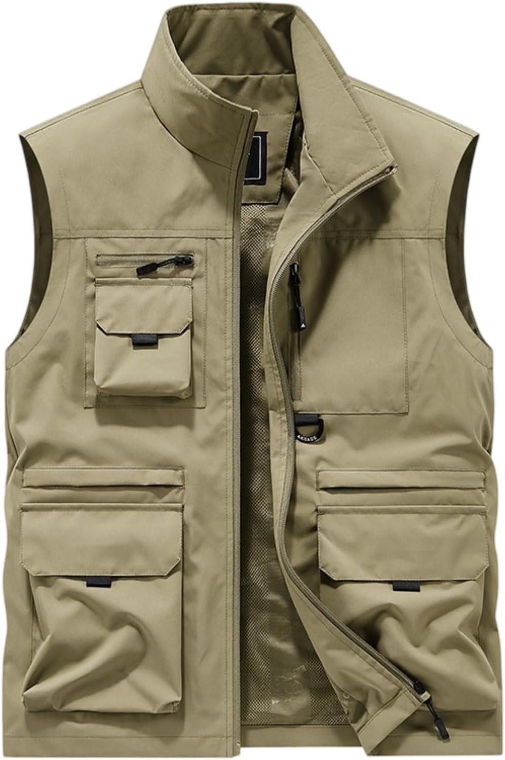 Men's Outdoor Workwear Vest Fleece-Lined Style Multi Pocket Fishing Photography Vest Big and Tall