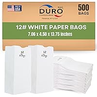 Vista 11 de Duro 8# Bolsas de almuerzo de papel blanco, 500 unidades, bolsas de papel blanco a granel para pan, bagel, delicatessen y restaurante, comida