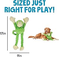 Vista 3 de Juguete para perro de felpa resistente, goDog Crazy Tugs sasquatches con tecnología Chew Guard , Lime Monkey, L, Lime