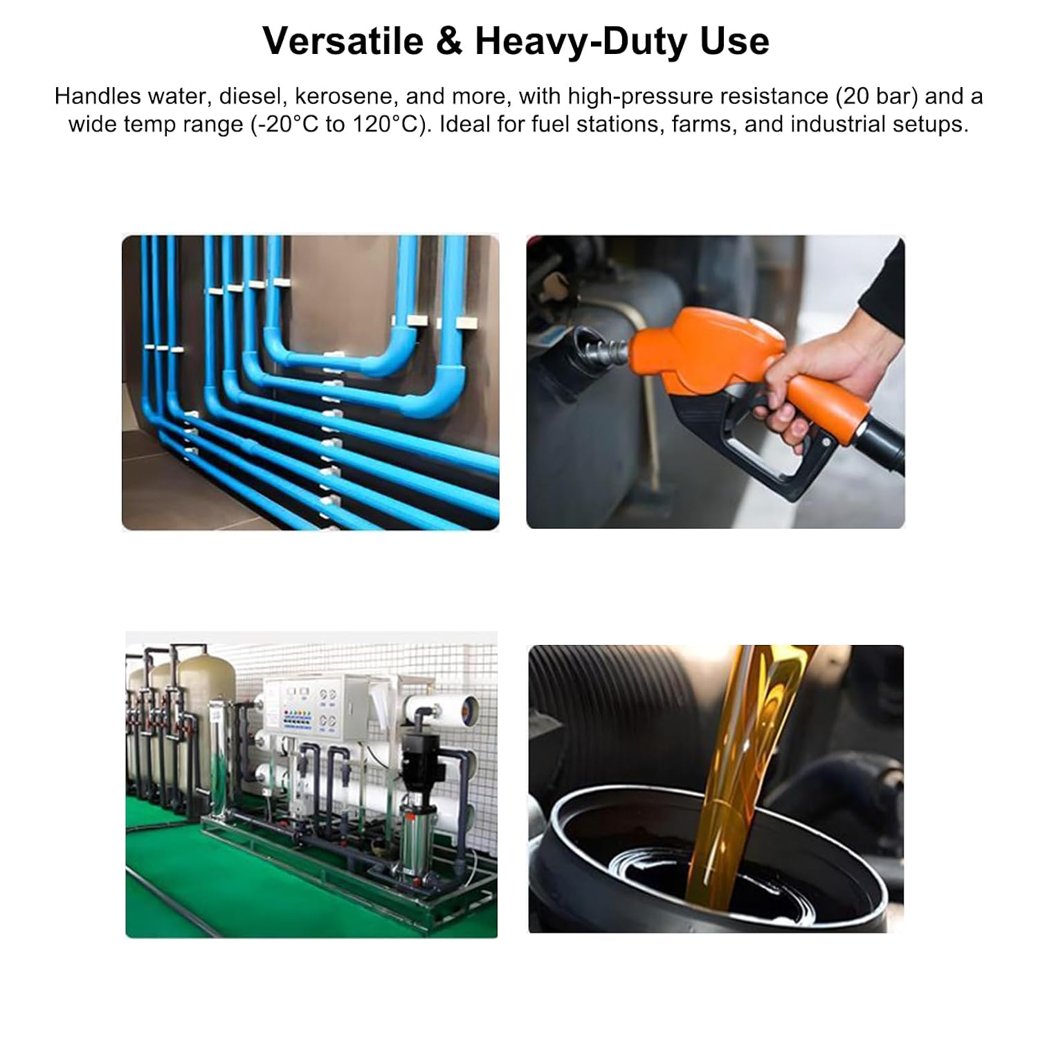 All Stainless Steel Inline Digital Turbine Flowmeter, 120°C High Temp Resistant, ±0.5% Accuracy, Instantaneous Flow, for Water Diesel Flow Monitoring (1 inch (Low Flow))