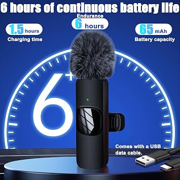 Wireless Lavalier Microphone for iPhone iPad, Lavalier Microphone Wireless, Wireless Microphones, Lavalier Microphone Wireless for iPhone/iOS/Android/PC/Laptop, Video Recording/LiveStream//TikTok