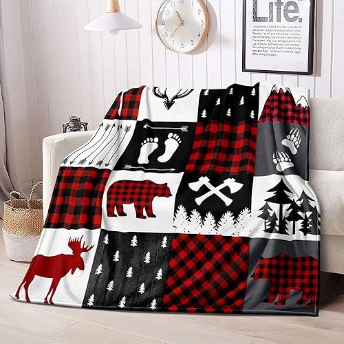 Vista 53 de LUVIVIHOME Manta de Feliz Navidad, bolas de Navidad azules doradas, manta de invierno con copos de nieve, manta individual, acogedora manta cálida