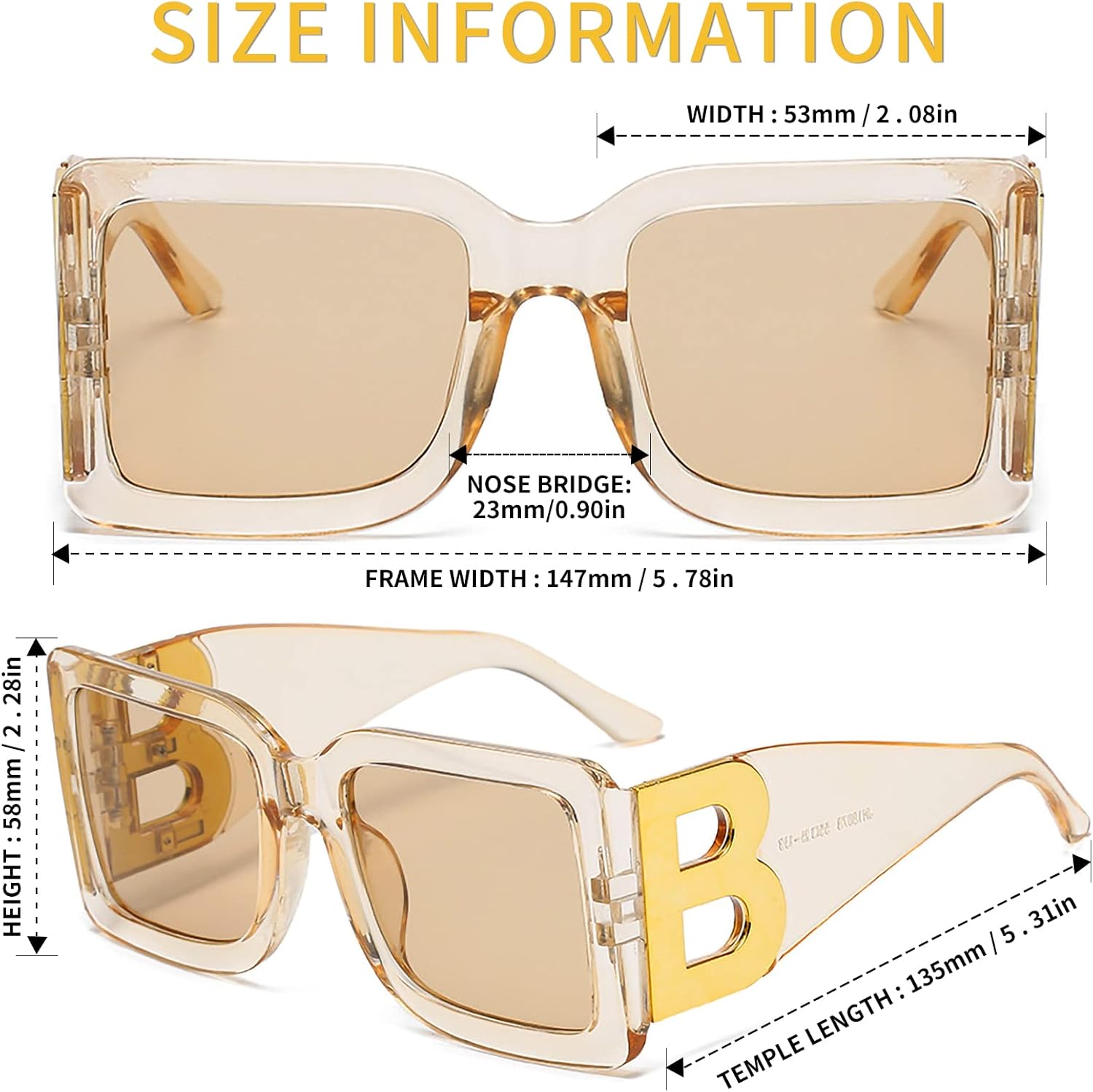 3 Pairs Oversized Square Sunglasses for Women Men Trendy Thick B Frame Big Sun Glasses UV400 Protection - Image 5