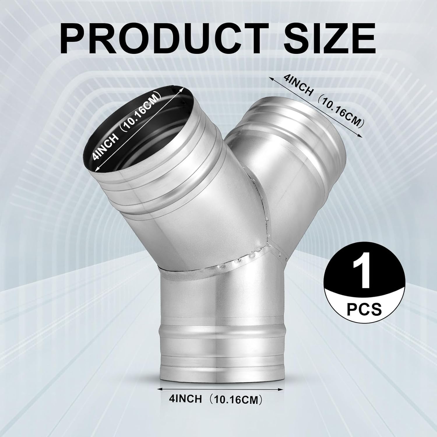 Therwen 4 Inch 3 Way Duct Splitter for Exhaust Fan Y Shaped Metal Duct Hose Connector 45 Degree Connector Dryer Vent Hose Split Ventilation Outlet Kitchen and Bathroom Applications