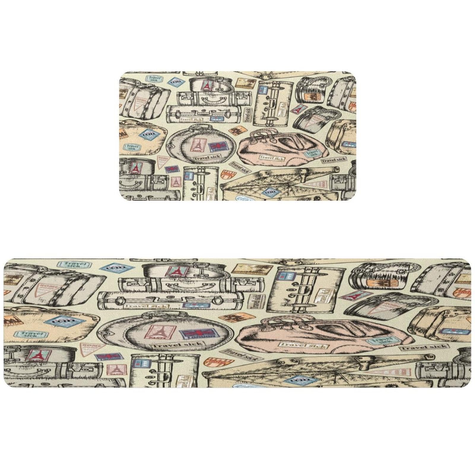 Alfombra de cocina VAPOKF lavable absorbente vintage pack de 2 unidades para pasillo