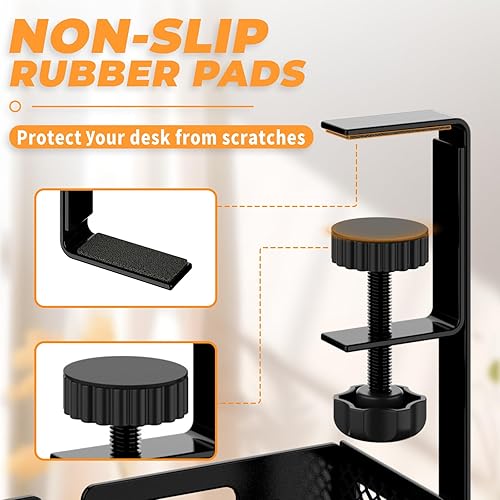 Miniatura 5 de Bandeja de organización de cables para debajo del escritorio, organizador de cables de escritorio de acero sin taladro, bandeja de gestión de cables