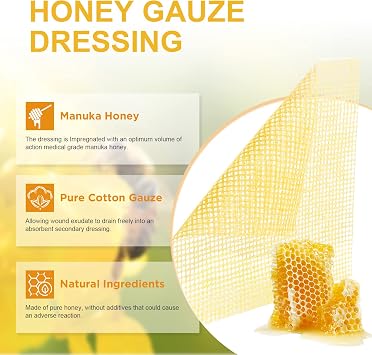 Ceeport Manuka Honey Gauze Dressing(4 x 4 10pcs)+Transparent Film Dressing (6 x 8 100Pcs)
