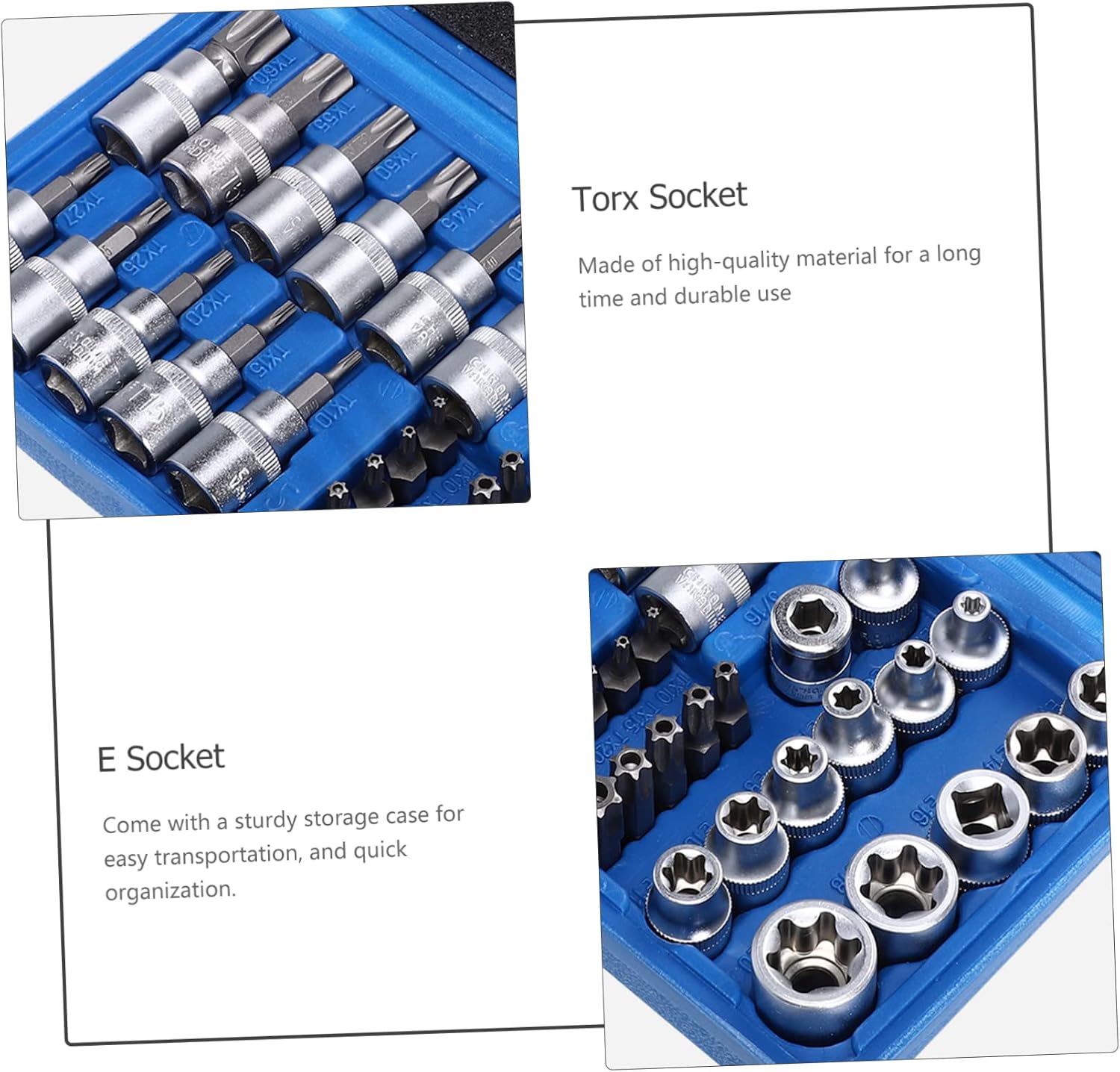 Outanaya 34pcs Steel Star Bit Socket Set for E-socket Applications Handheld Tool for Cars Motorcycles and Machinery Maintenance