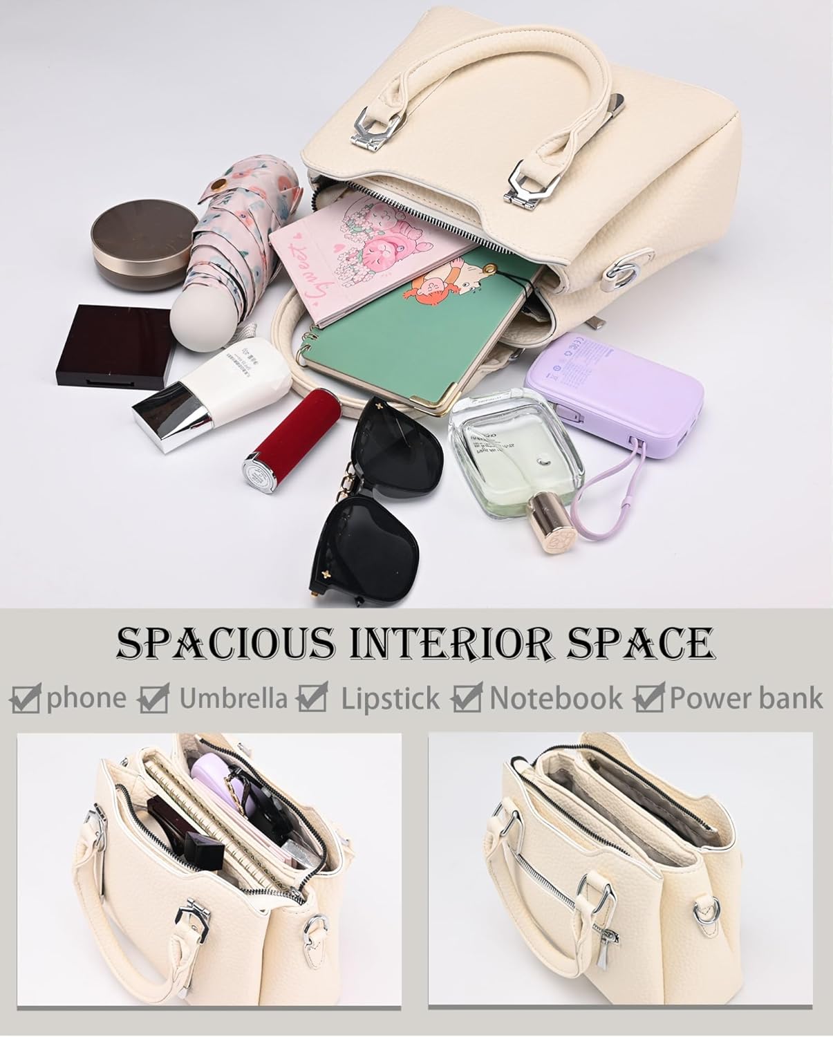Womens Purses and Handbags Crossbody Leather Trendy Cute with Detachable Shoulder Strap Satchel Tote