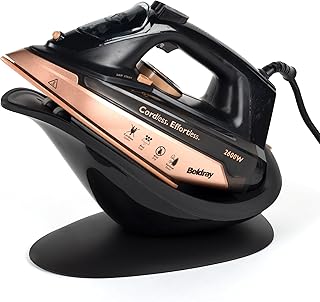 Beldray 2 en 1 Plancha de vapor de mano - estación de vapor inalámbrica grande, suela de cerámica, tanque de agua de 300 ml, función antical , uso con cable/inalámbrico, 2600 W