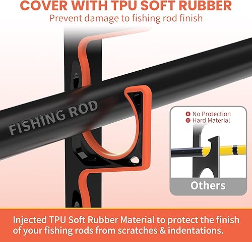 Miniatura 3 de Soporte para Caña de Pescar para Garaje, Soportes H5 para Pared o Techo con Caña de Pescar con Almohadilla Protectora Suave, Organizador