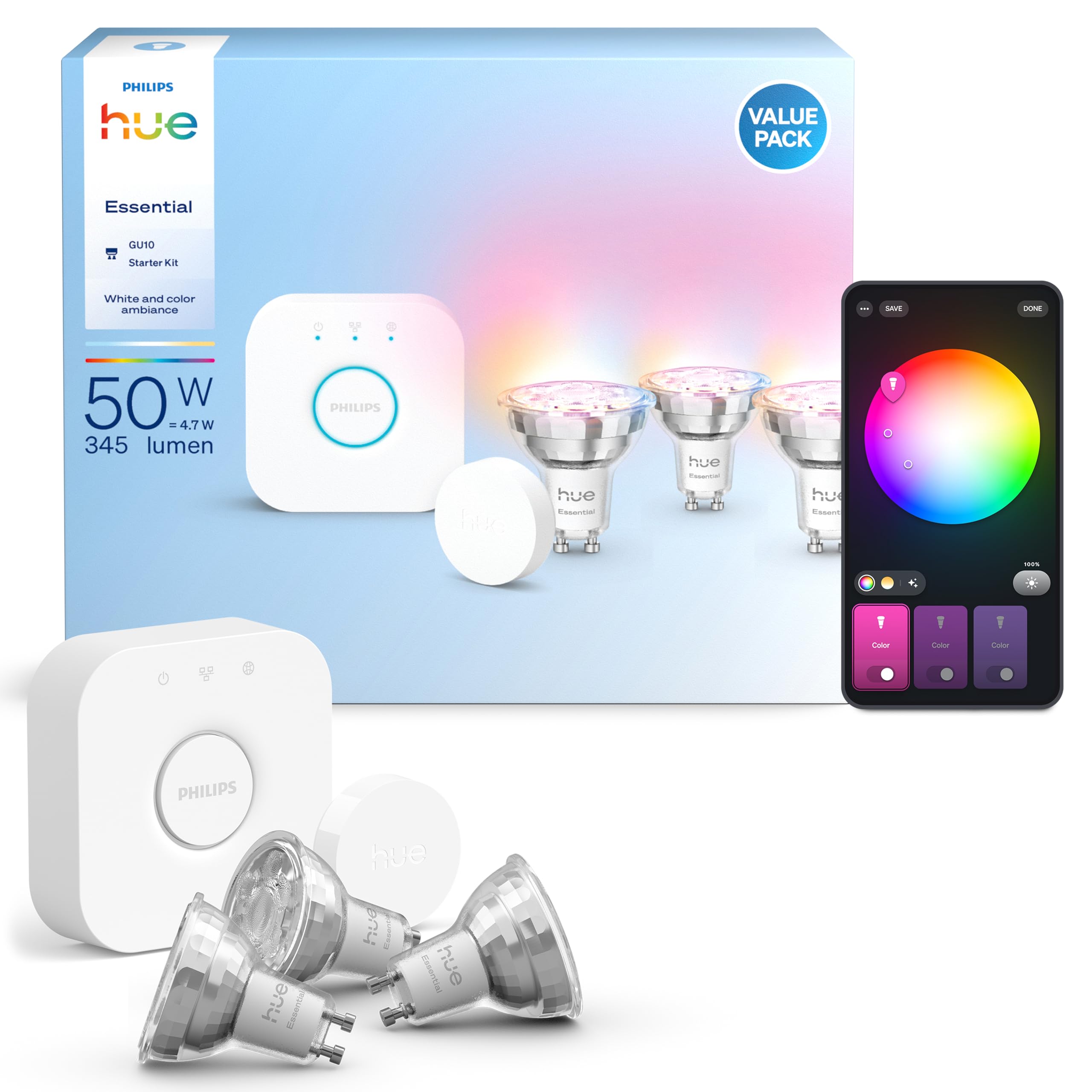 Philips Hue E WCA 345 GU10 3kit SB EU