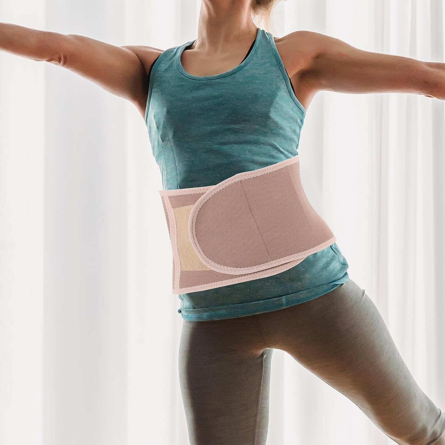 TEHAUX Winter Lumbar Brace Waist Protective Band Fleece Lining, Medium Skin Tone Waist Support Belt for 32-37 Inch, Winter Waistband for Lumbar Protection and Abdominal Warmth