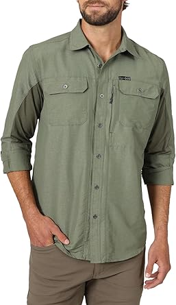 ATG by Wrangler Mens Long Sleeve Mixed Material Shirt