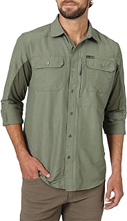 by Wrangler Men's Long Sleeve Mixed Material Shirt