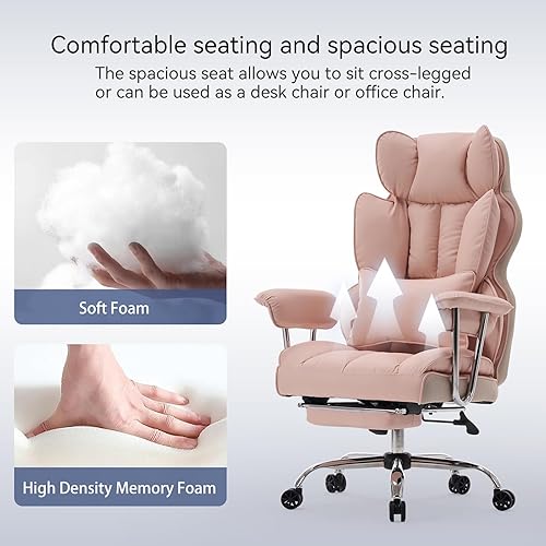 Miniatura 6 de Efomao Silla de oficina ergonómica con reposapiés, respaldo alto, silla de computadora de piel sintética para adultos, silla de escritorio ajustable