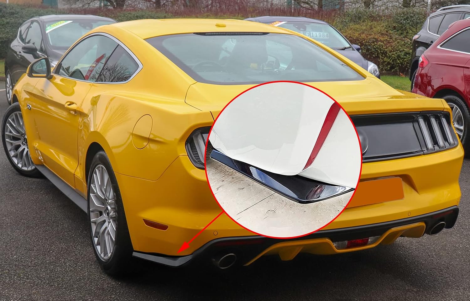 x xotic tech JDM Rear Bumper Canard Diffuser Splitter Valence Spoiler Fin Lip Trim Universal Fit (Glossy Black)