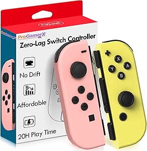 Switch Controller,Wireless Switch Controllers Support Dual Vibration Wake-up Motion Control Joy,Left Right Pro Remote Manette Work with Switch 2 OLED Lite,No NFC,1 Pastel Pink,1 Pastel Yellow Cons