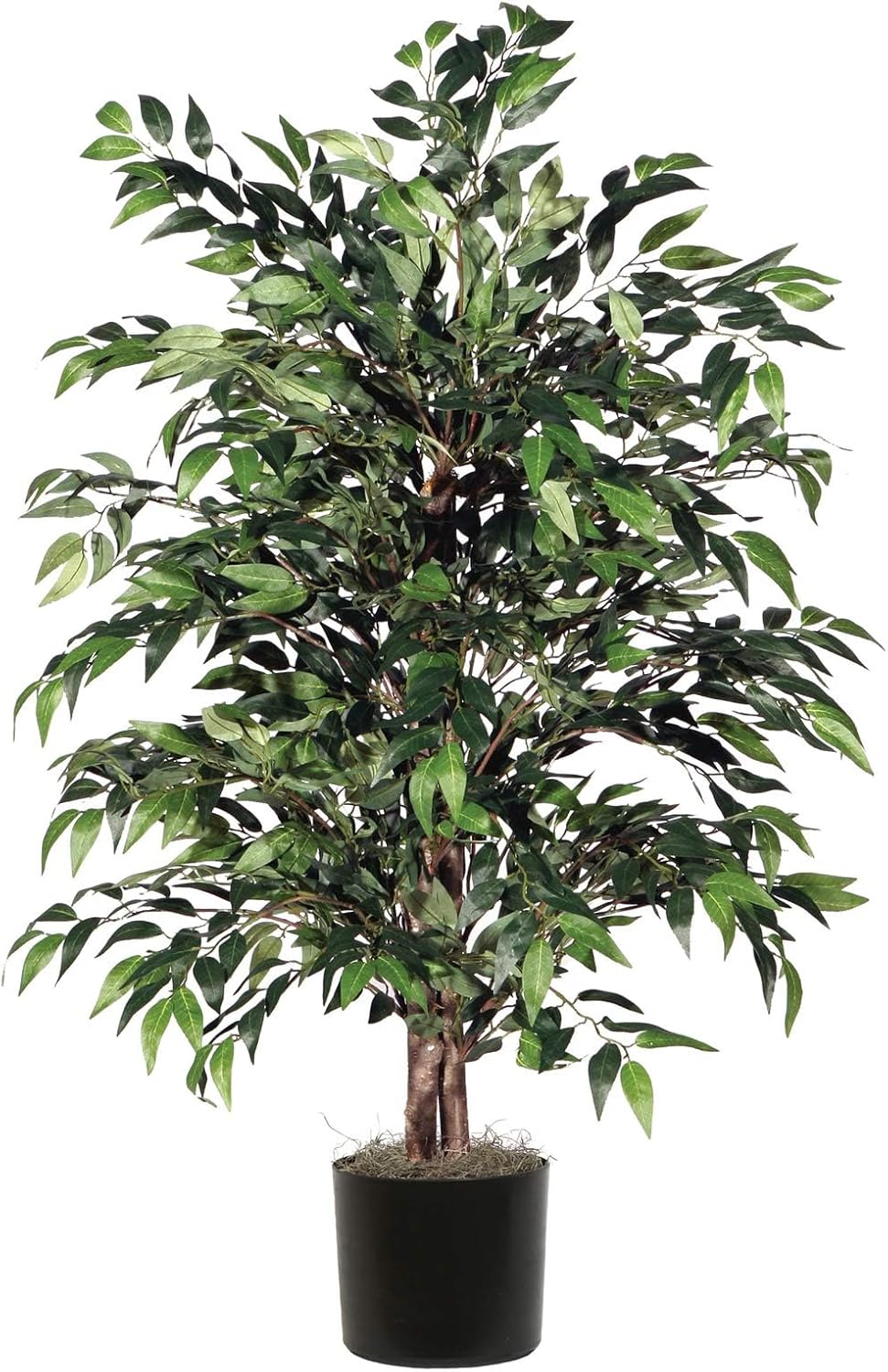 Vickerman Everyday 4' Artificial Green Smilax Bush in a Black Plastic Pot - Lifelike Home Office Decor - Faux Indoor Potted Bush