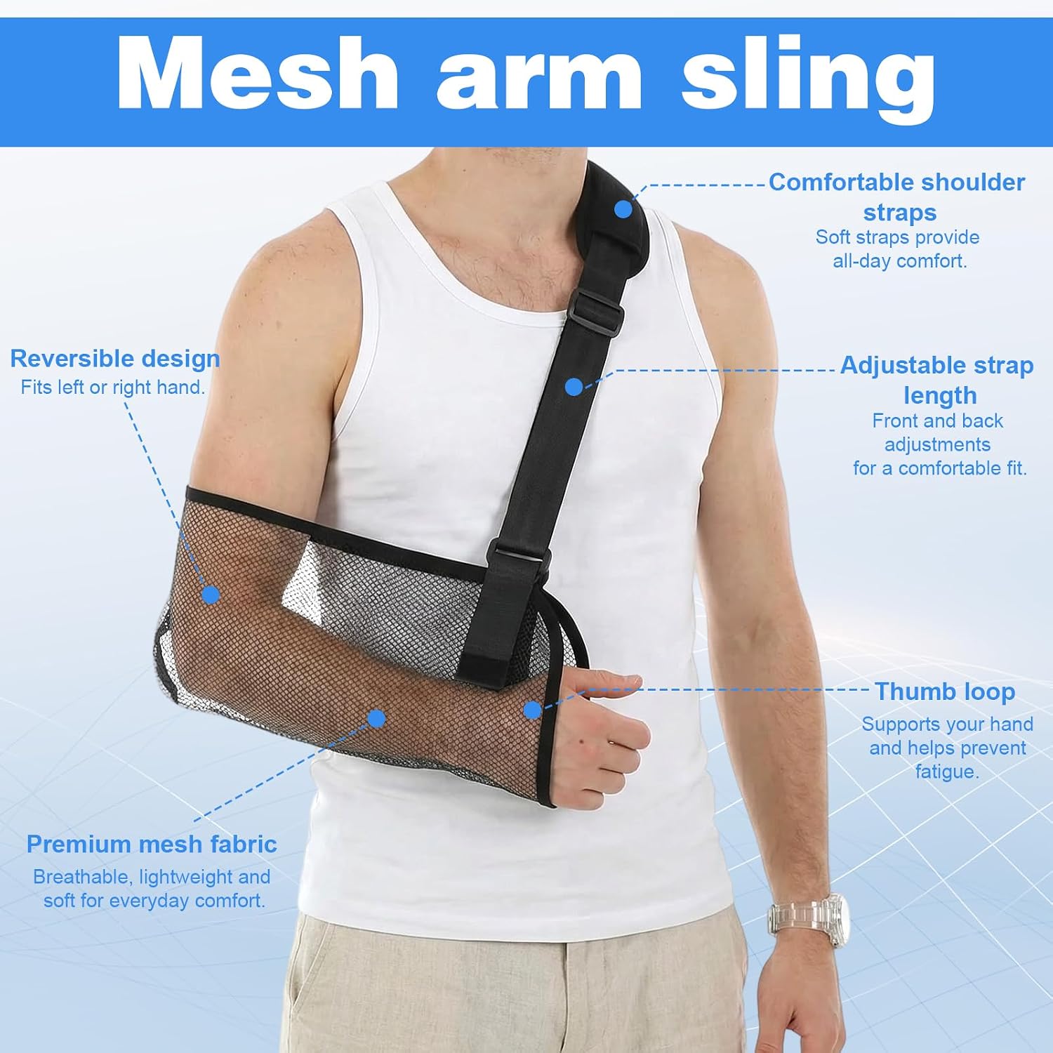Ymapinc Arm Sling for Shoulder Injury, Arm Brace Support for Wrist Injury, Rotator Cuff with Elbow Support (Black)