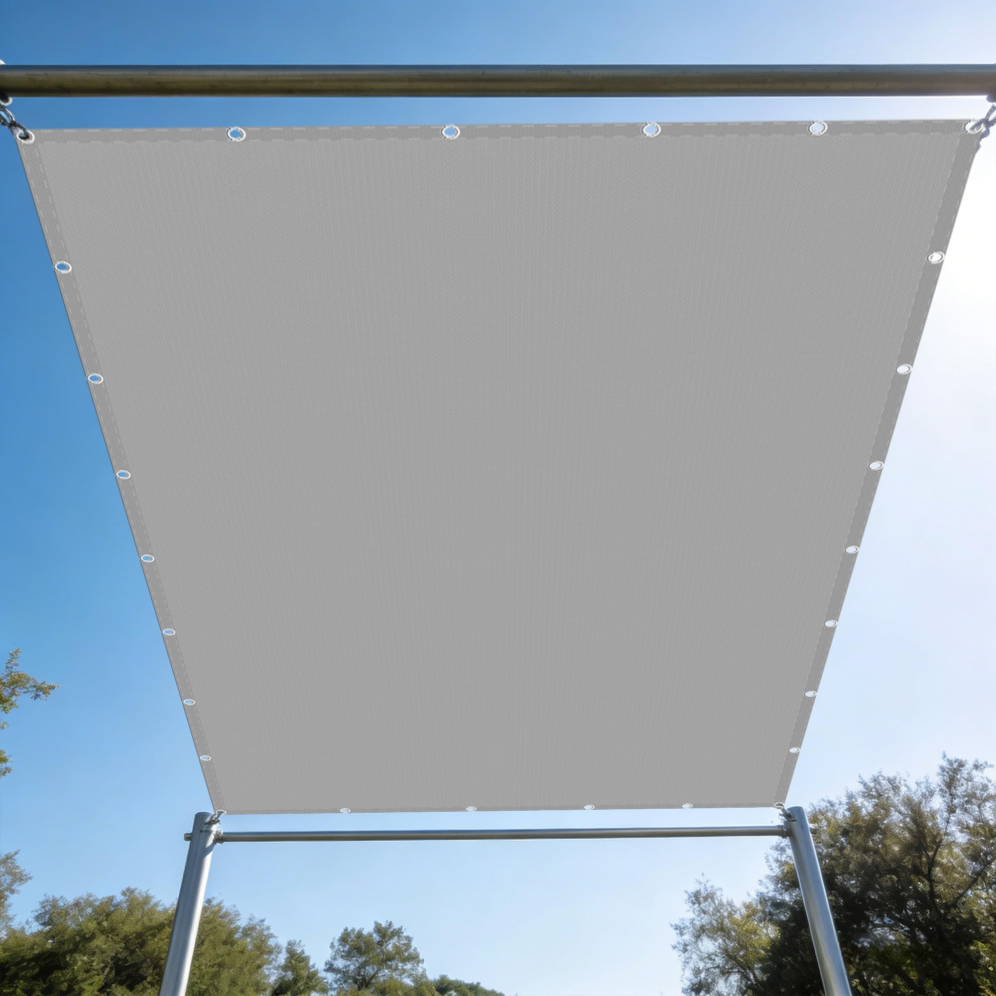 Voile d'ombrage rectangulaire 5.5x8m bâche antidéchirure gris clair balcon