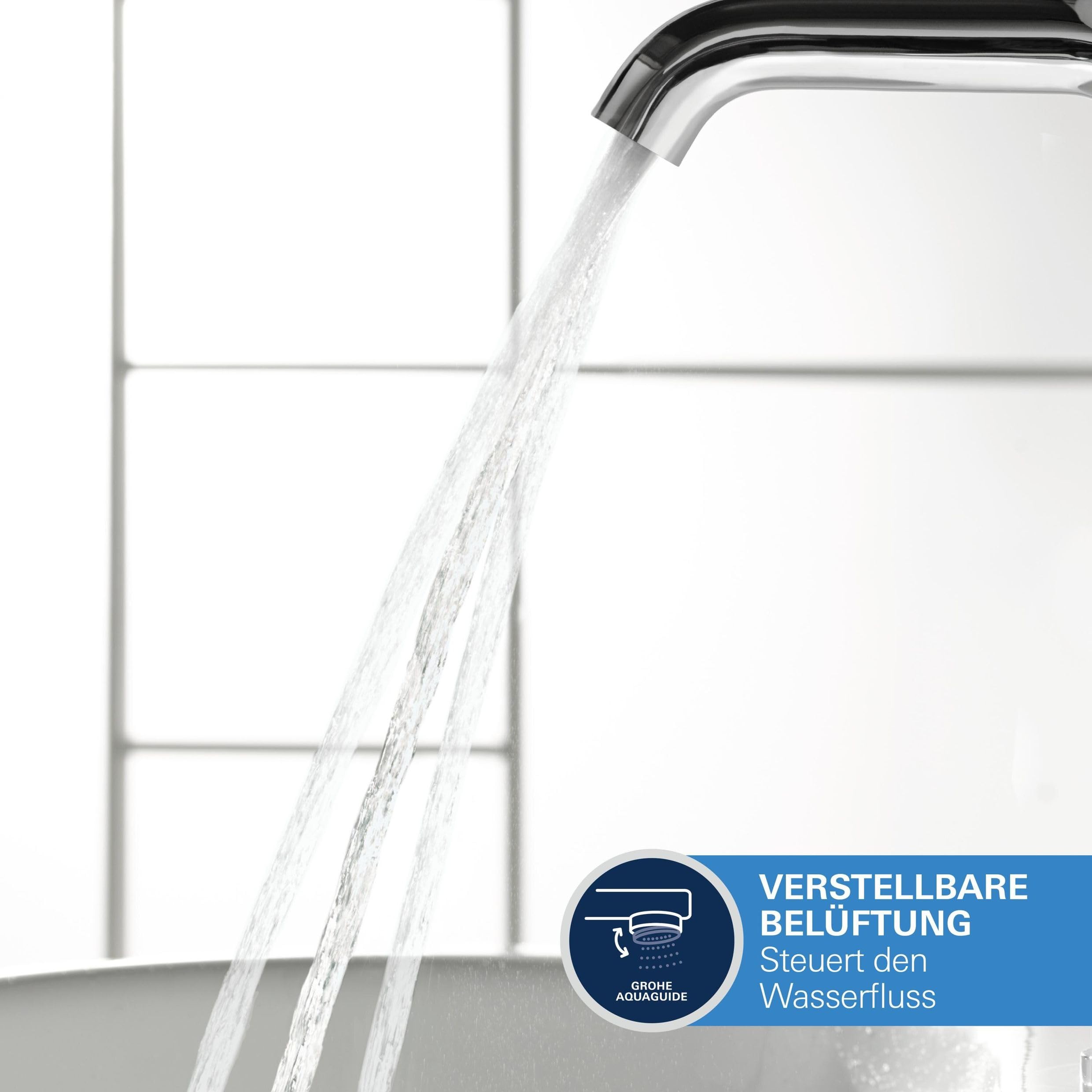 GROHE Essence, Waschtischarmatur, wassersparend (Wasserhahn für das Bad, 19cm hoch, Badarmatur mit langlebiger Oberfläche, einfache Installation am Waschbecken), chrom, 23463001