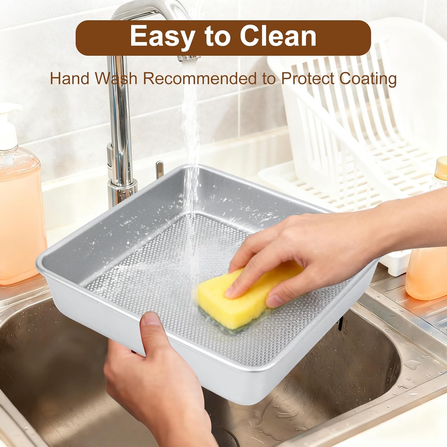 9-Inch Square Cake Pan Set of 2, Heavy Duty Nonstick with Textured Honeycomb Surface, Aluminized Steel BPA & PFOA Free, Warp Resistant, Even Heating for Brownies, Lasagna, Pizza & Casseroles - Image 6