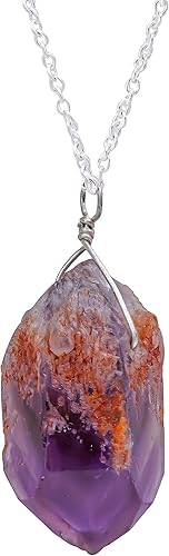 Colgante de piedras preciosas crudas, collar hecho a mano, piedra curativa, cristal natural de chakras, cadena chapada en plata de 18 pulgadas,
